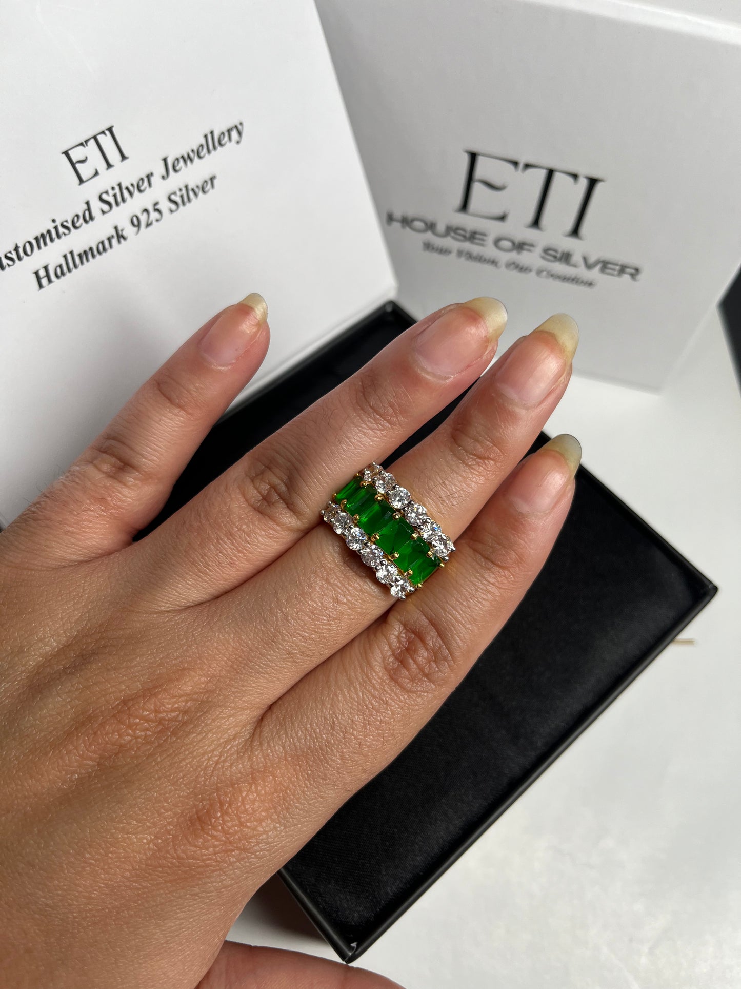 Emerald and Diamond Statement Ring