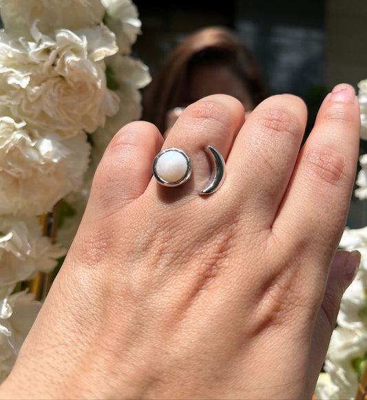 Moon and Pearl ring