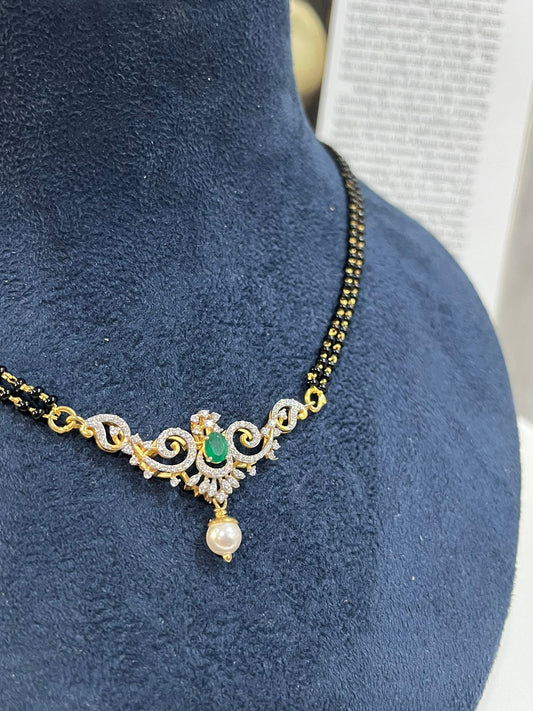 Harshita’s Emerald Pearl Mangalsutra