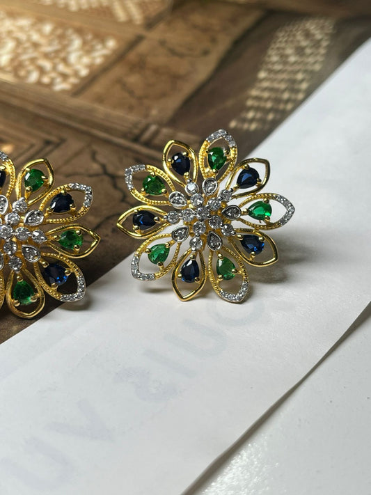 Floral Diamond Ear Studs