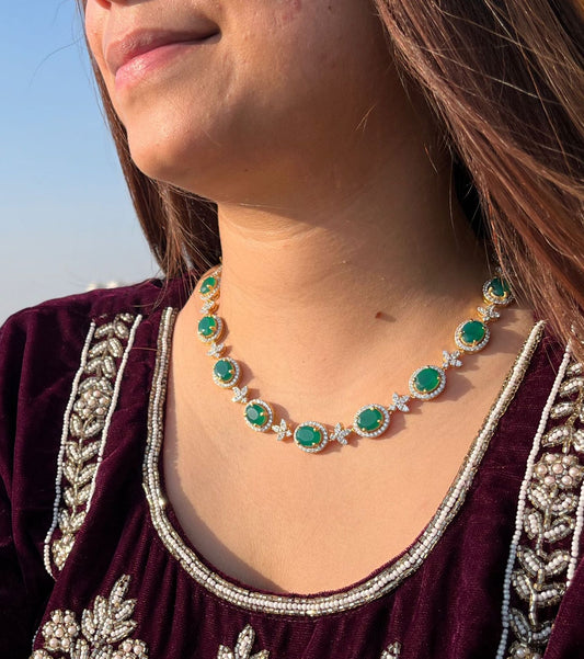 Emerald Halo Marquise Necklace