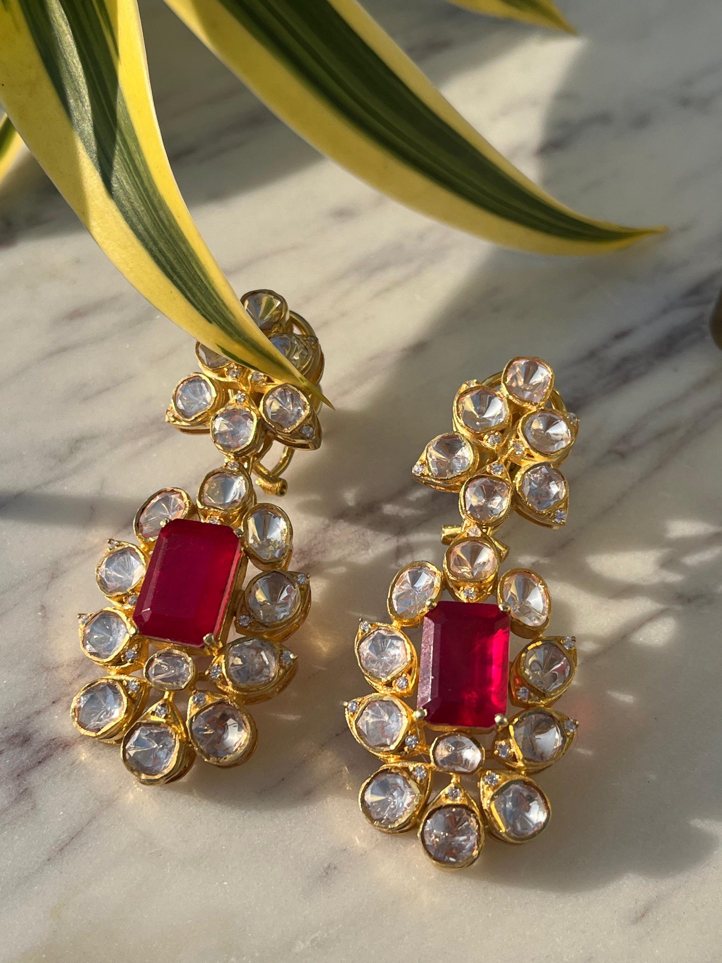 Ruby Kundan Polki Earrings