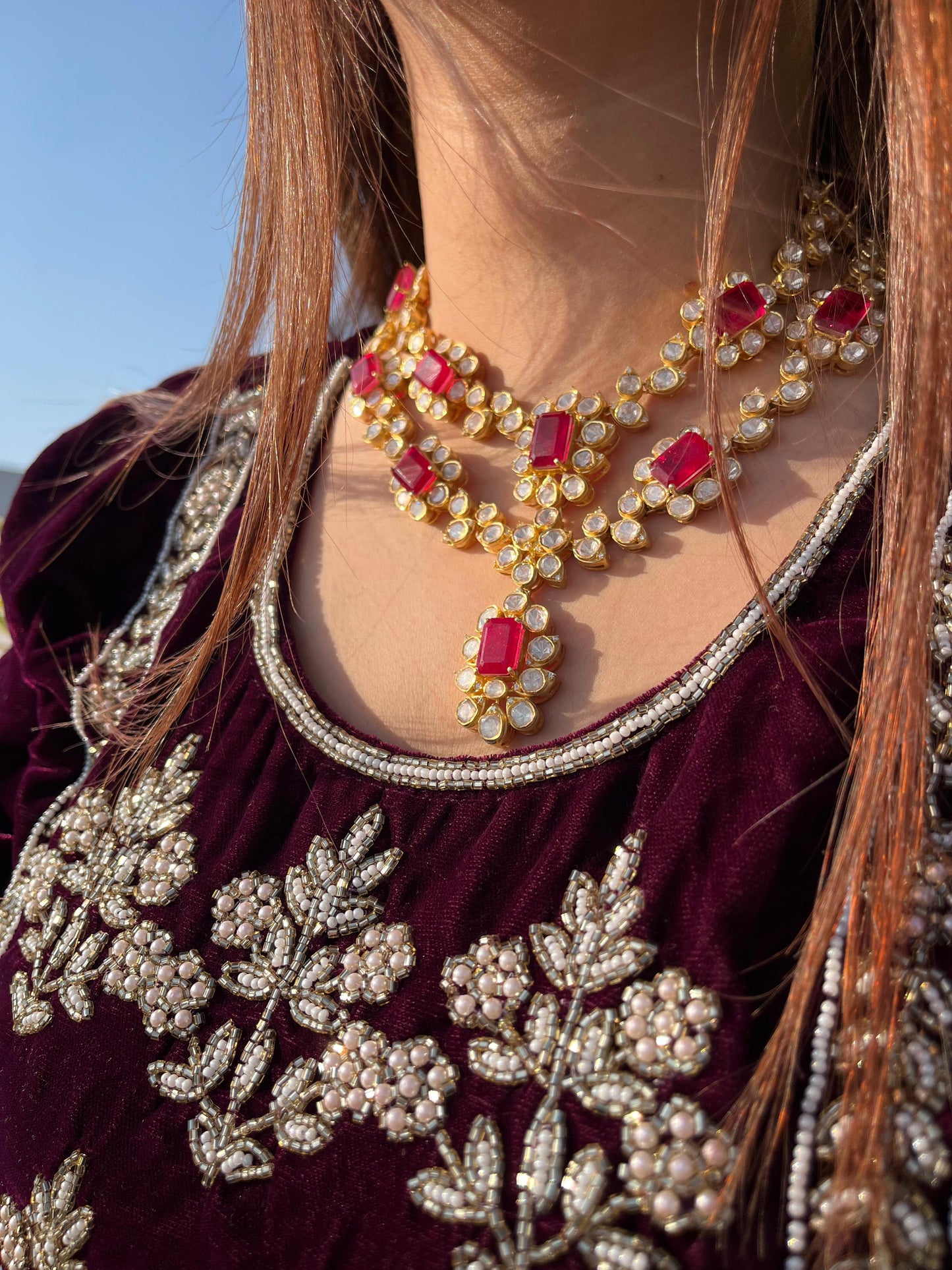 Ruby Kundan Polki Necklace