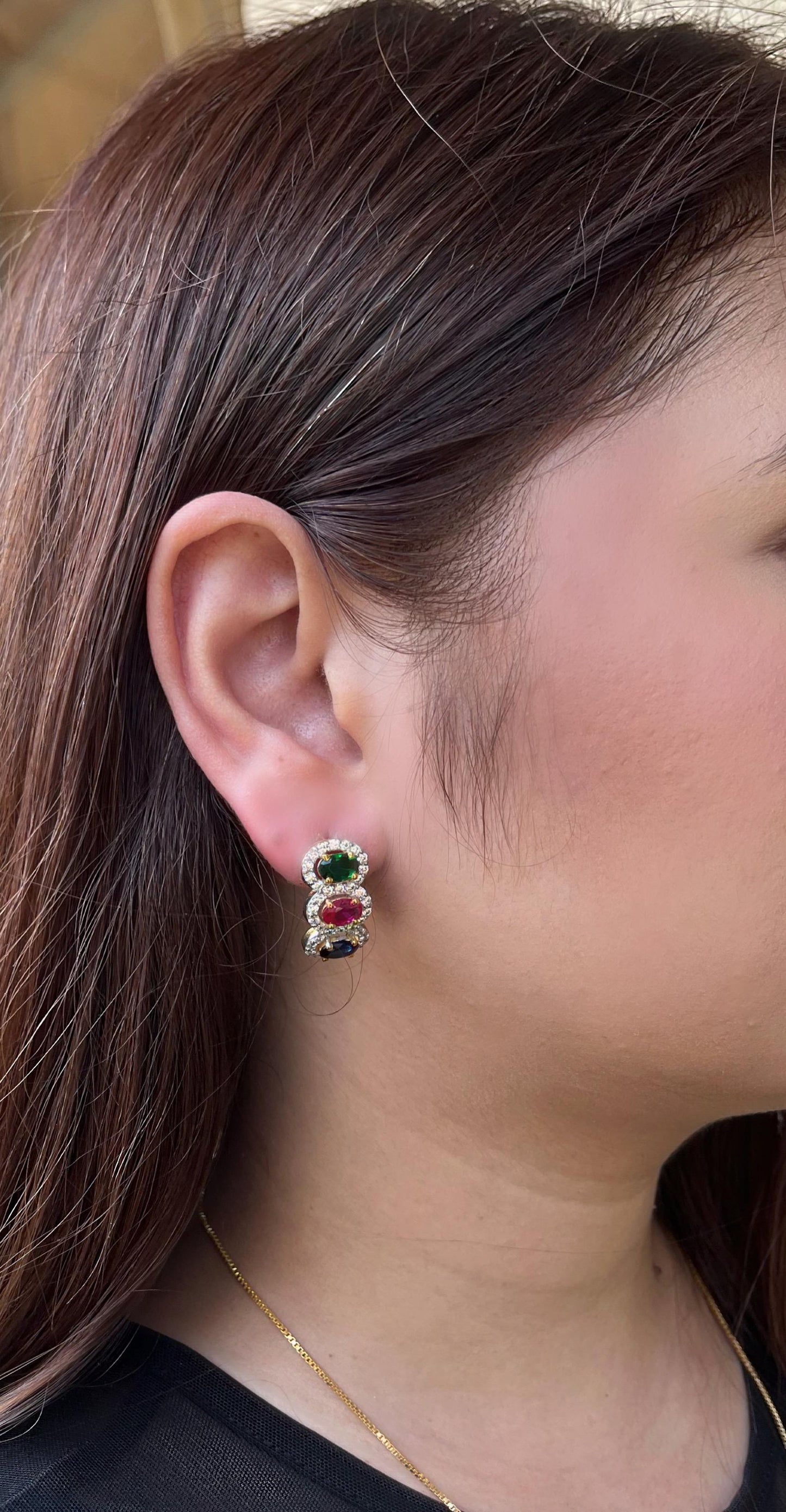 Tricolor Gemstone Earring