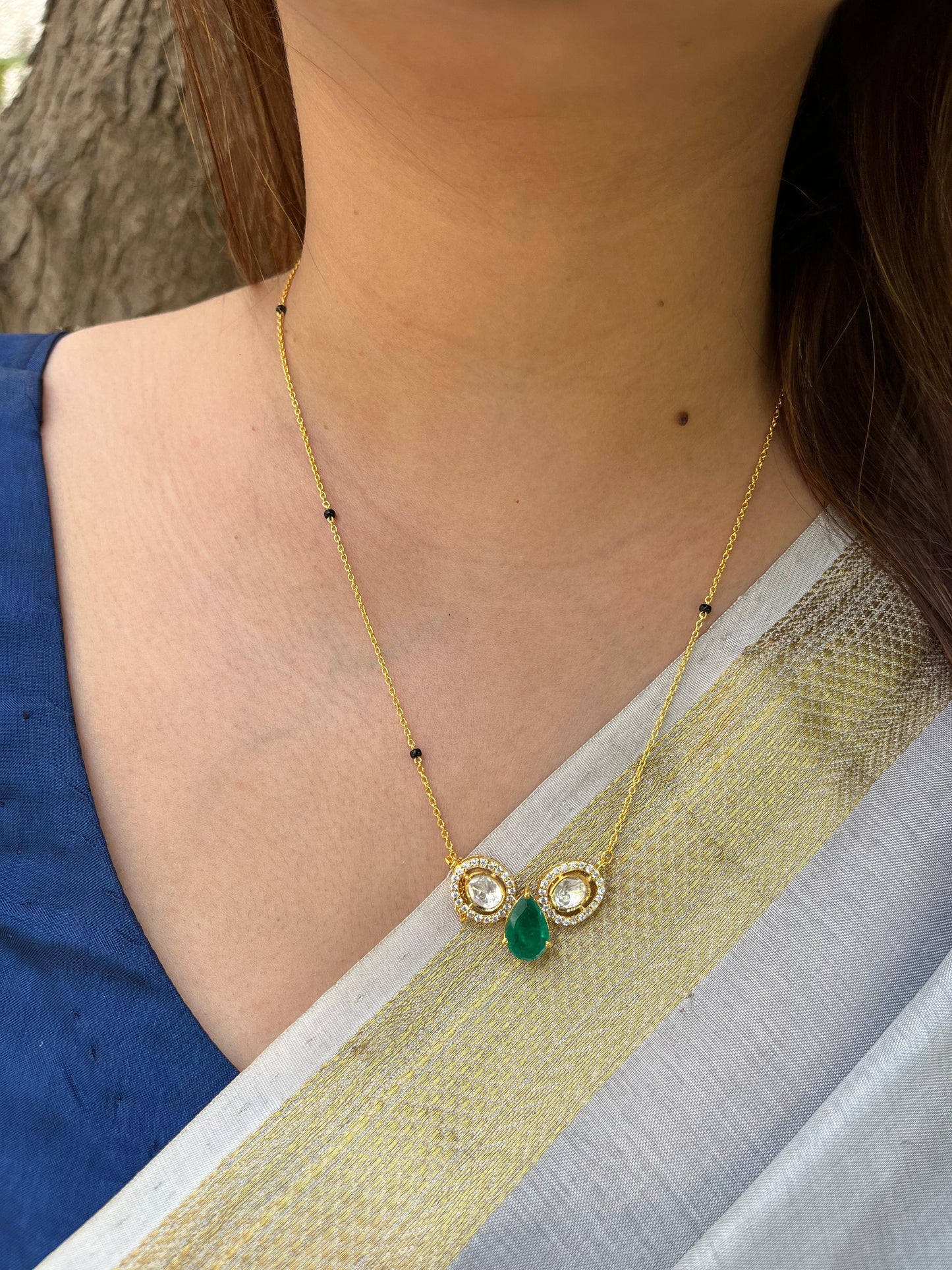 Polki Emerald Necklace Set