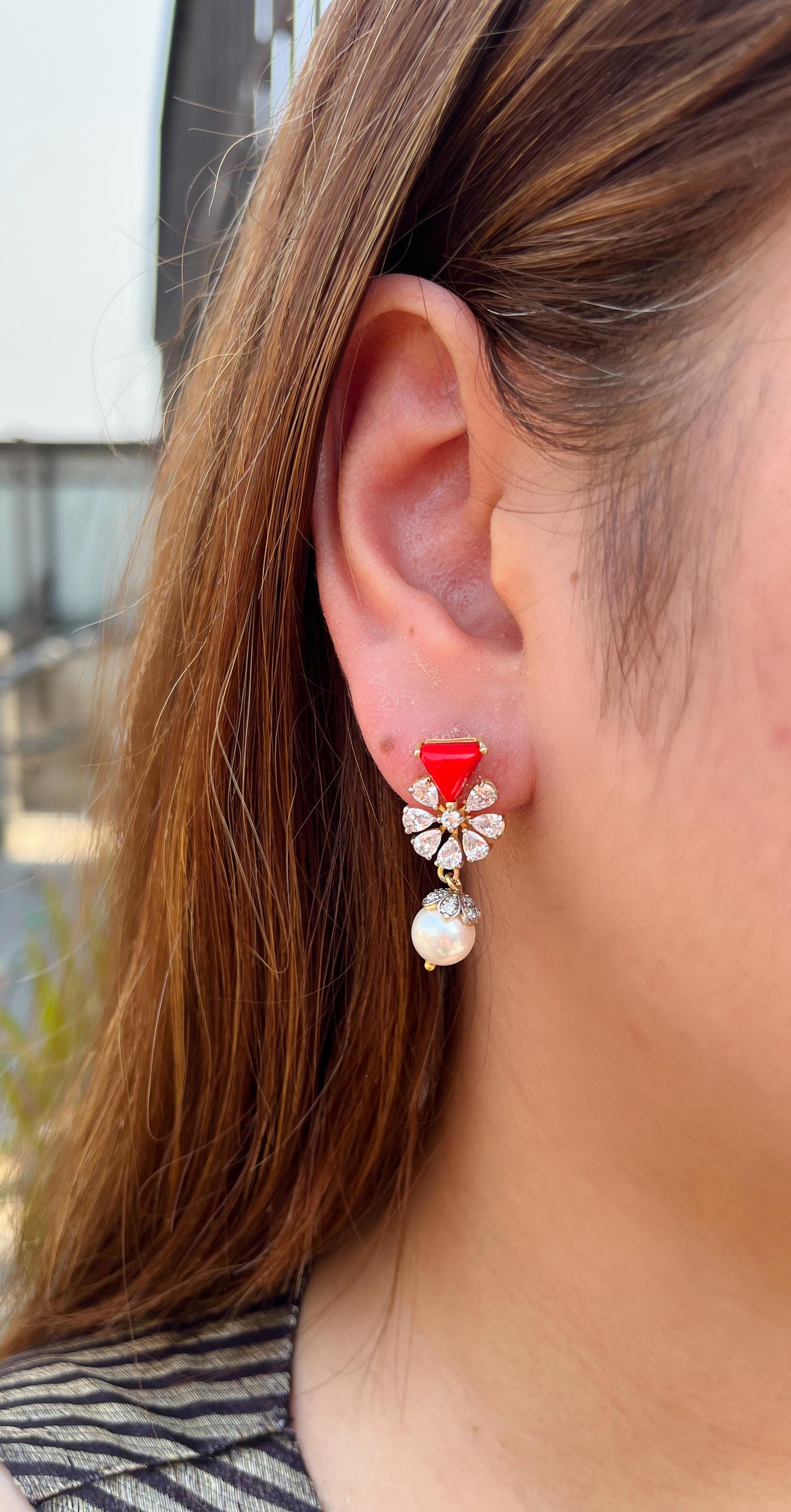 Coral Pearl Earrings