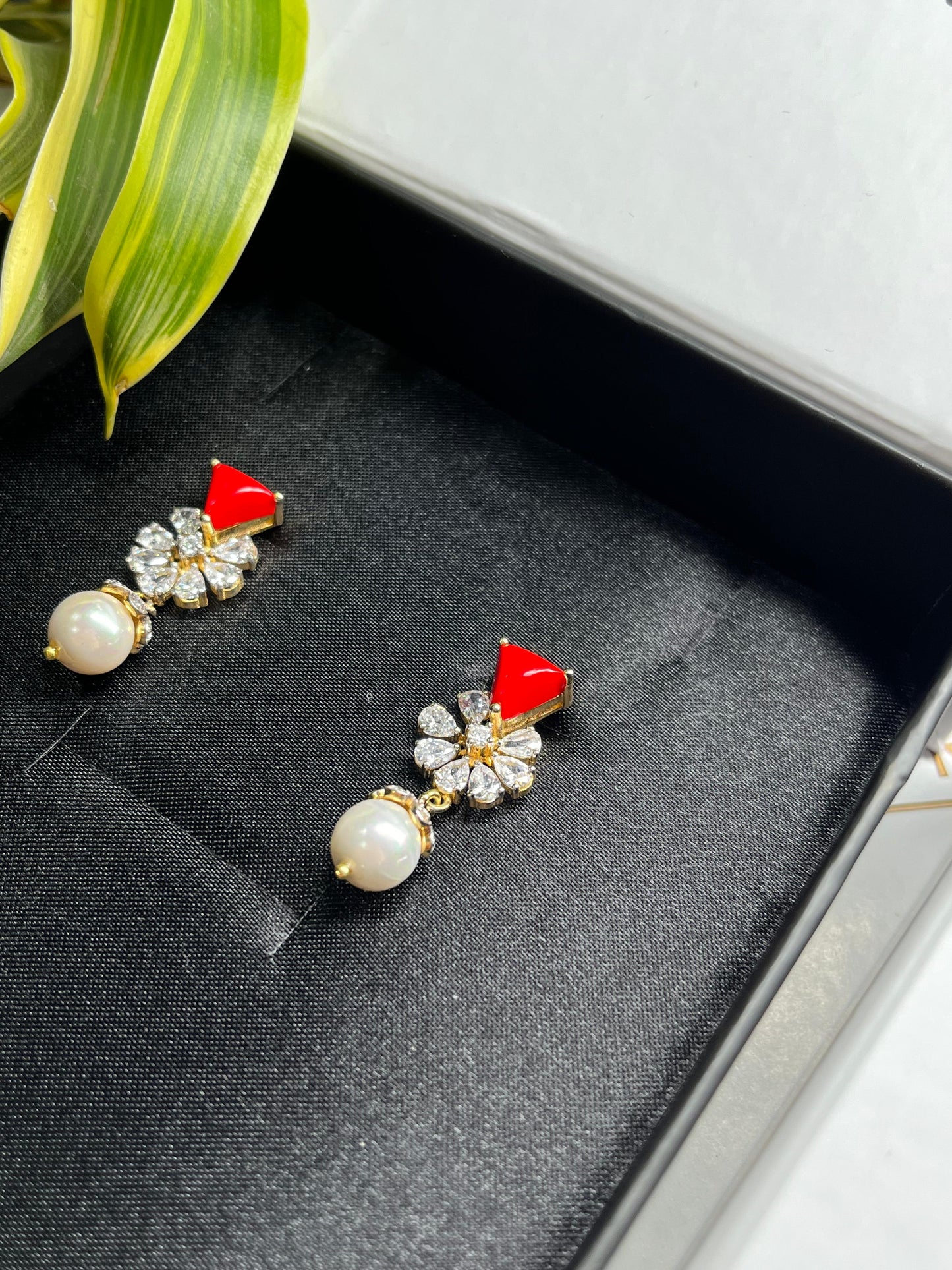 Coral Pearl Earrings