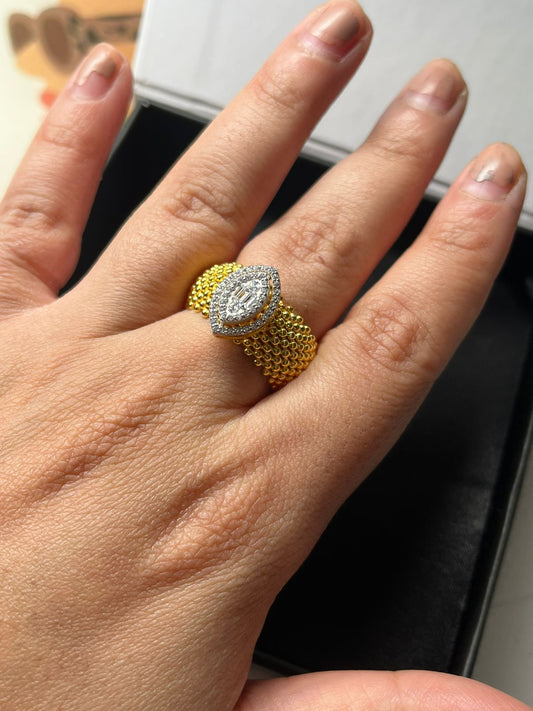 Beaded Marquise Ring