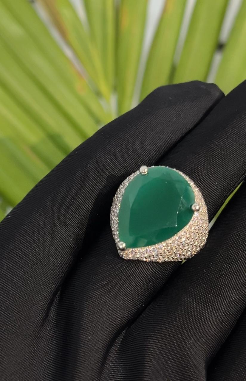 Emerald Pear Diamond ring