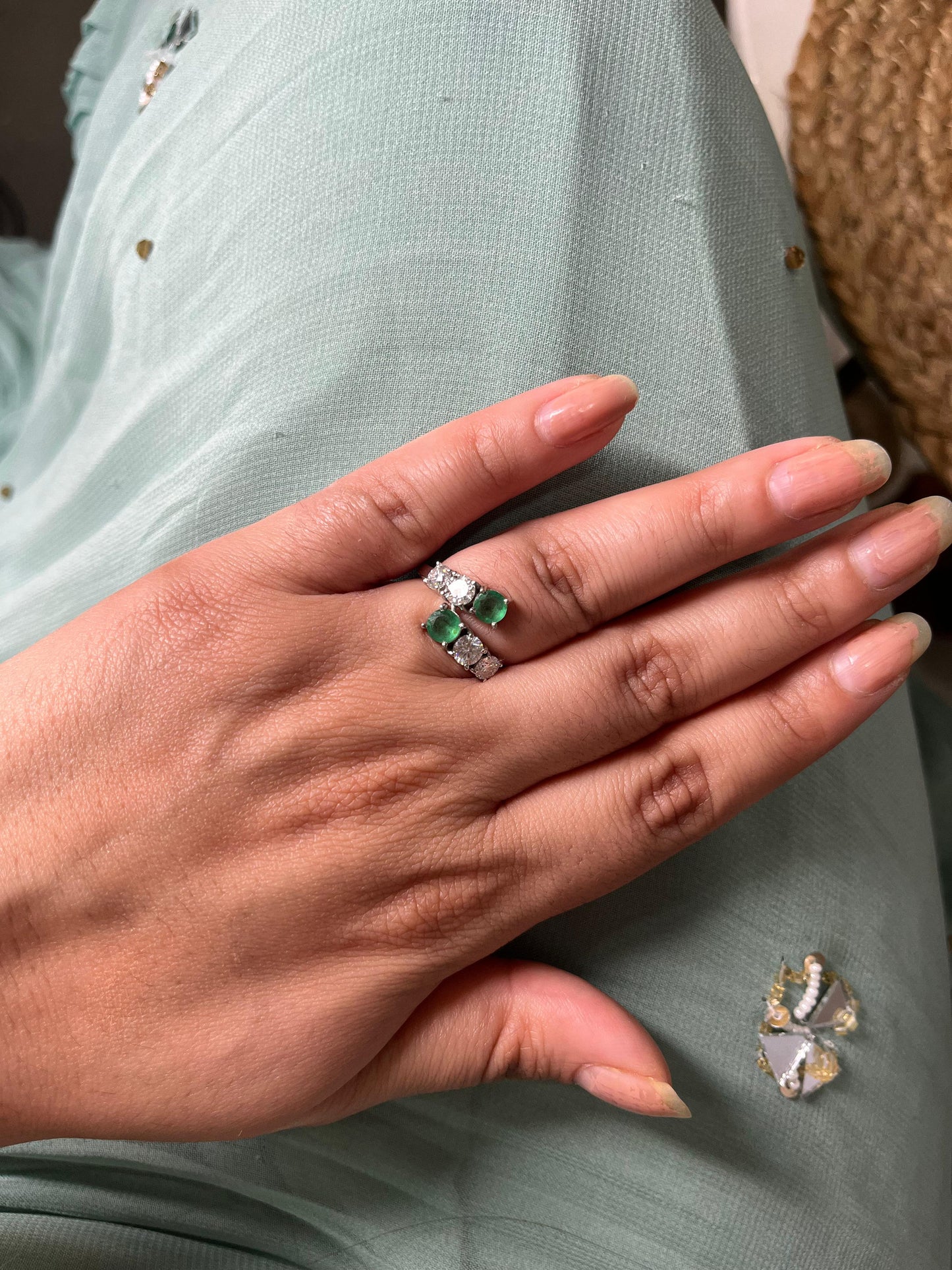 Emerald Moissanite Ring