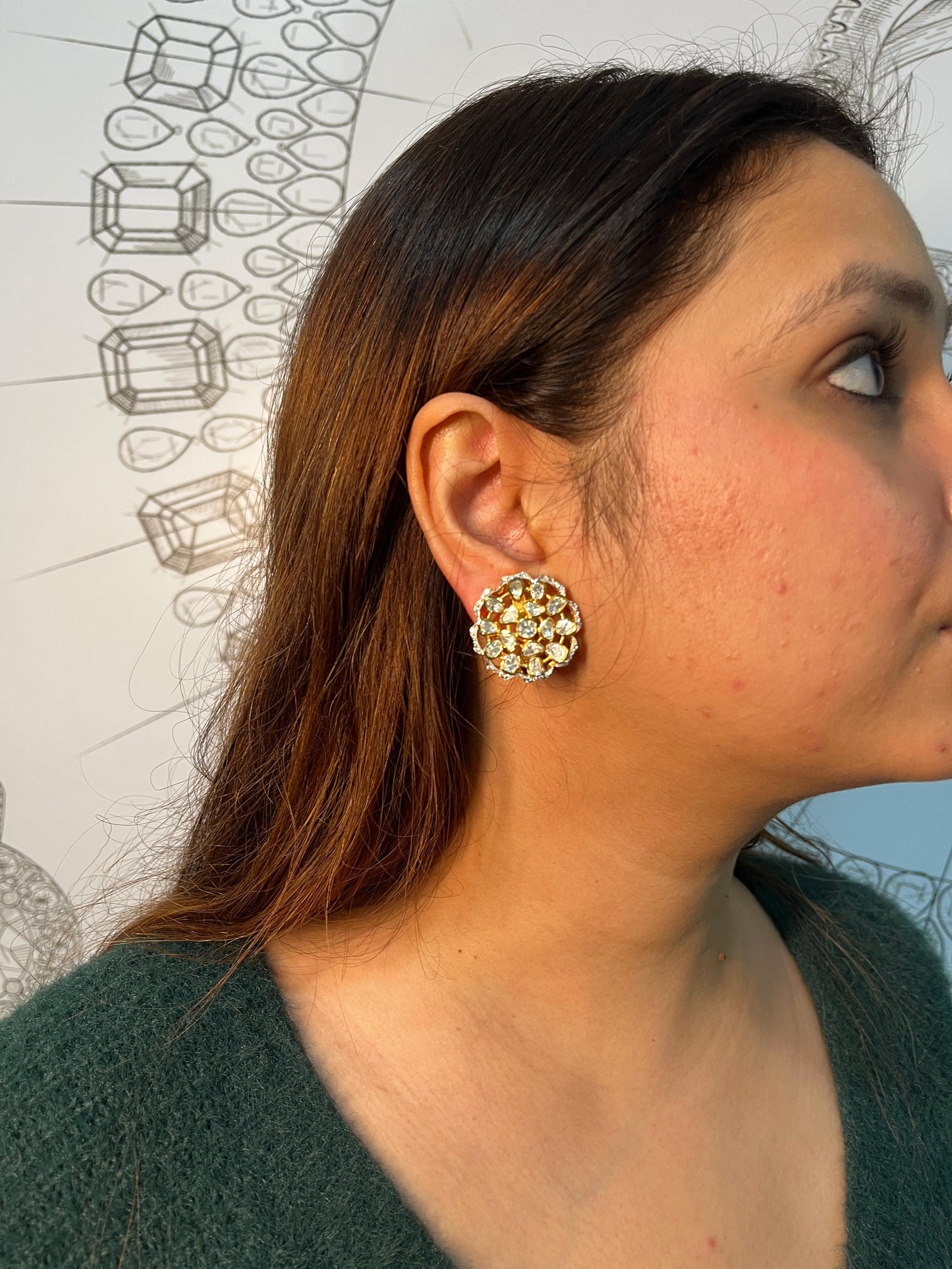 Kundan Polki Floral Earrings