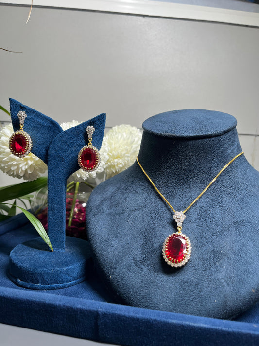 Ruby Pendant Set