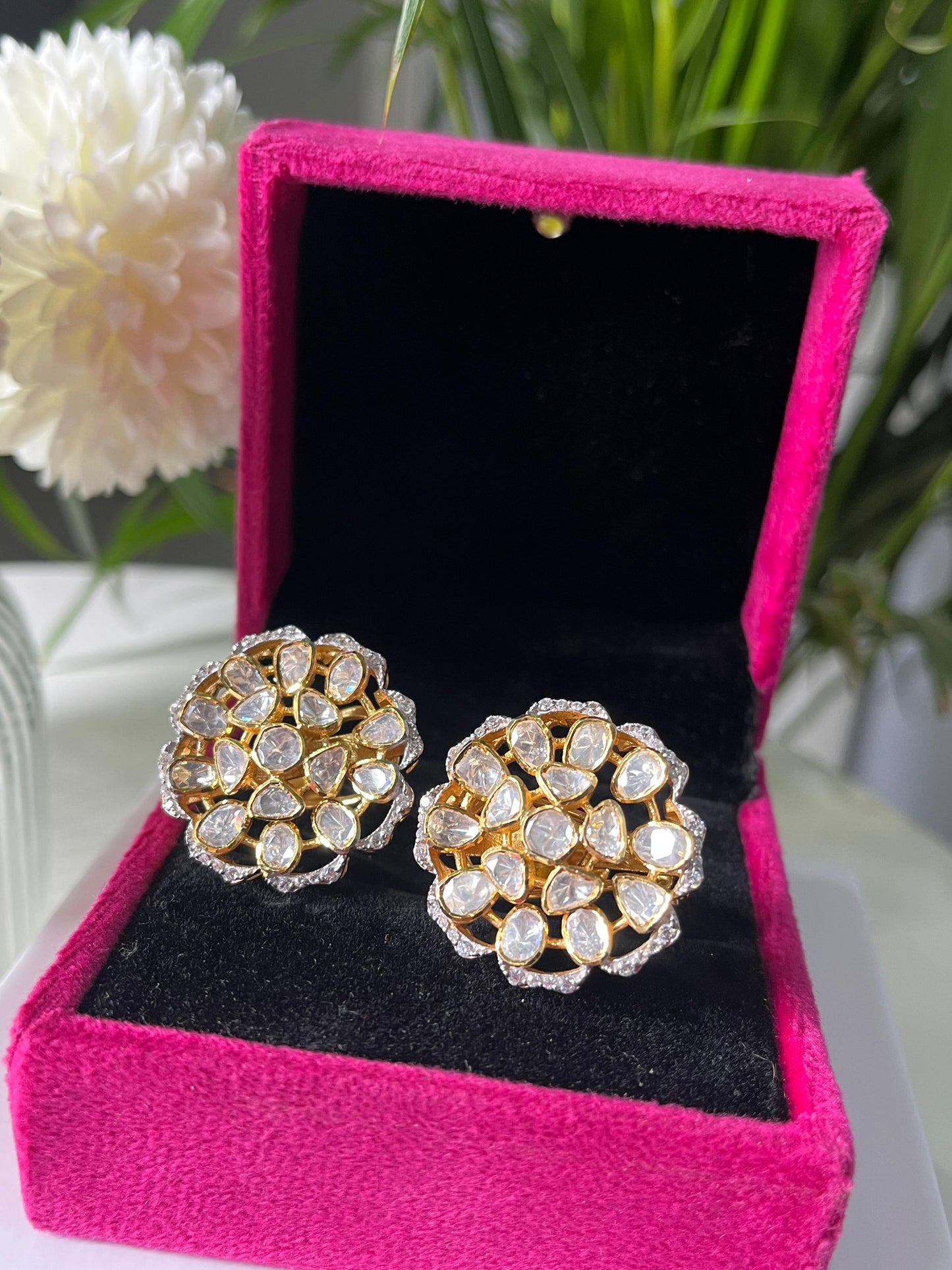 Kundan Polki Floral Earrings