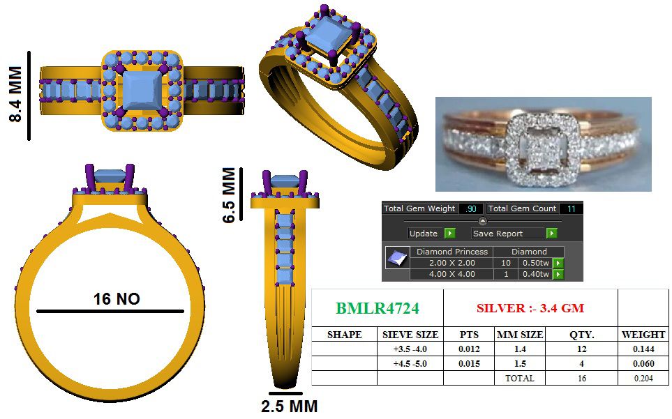 Princess Halo Diamond Ring