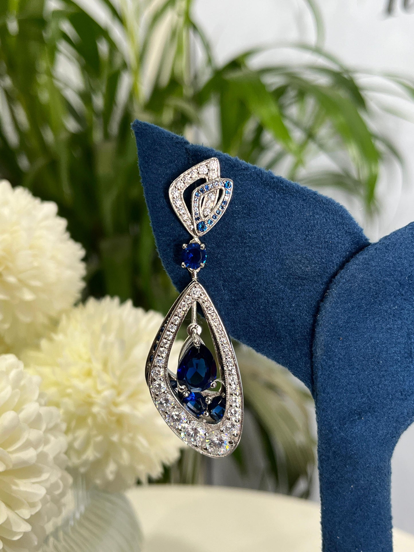 Sapphire Diamond Danglers