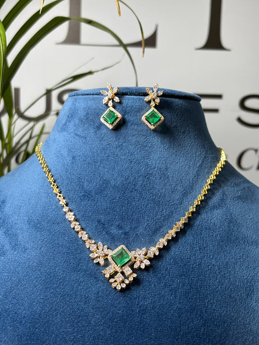 Emerald Diamond Necklace Set