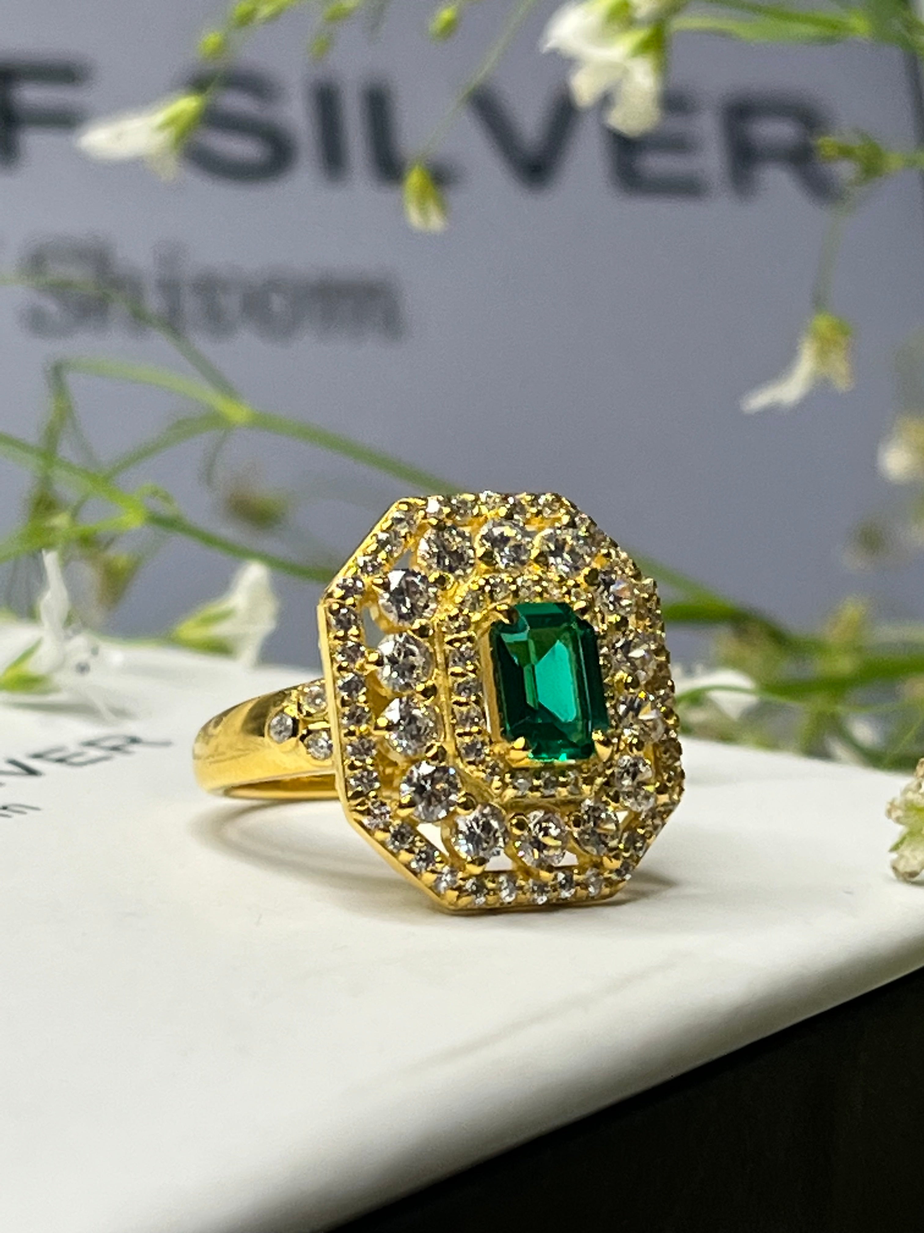 Emerald hot sale octagon ring