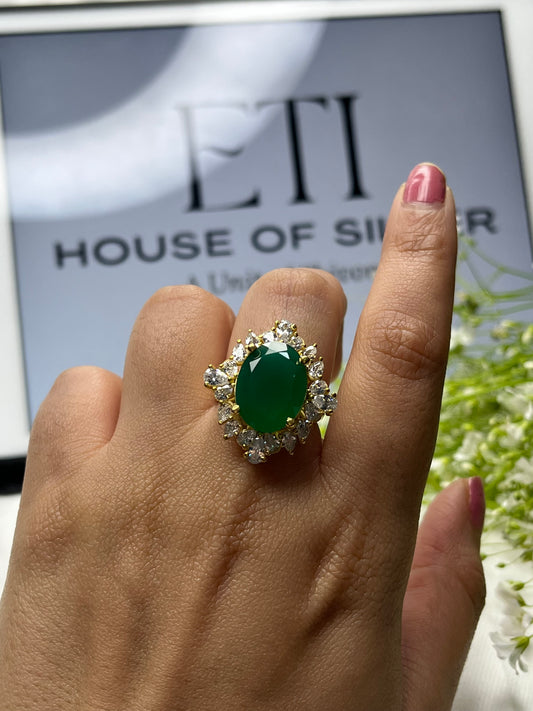 Emerald Cocktail Onyx Ring