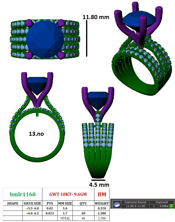 Crested Diamond Band Ring